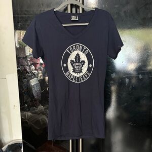 Toronto Maple Leafs Women's Navy Short Sleeve V-Neck Tee
